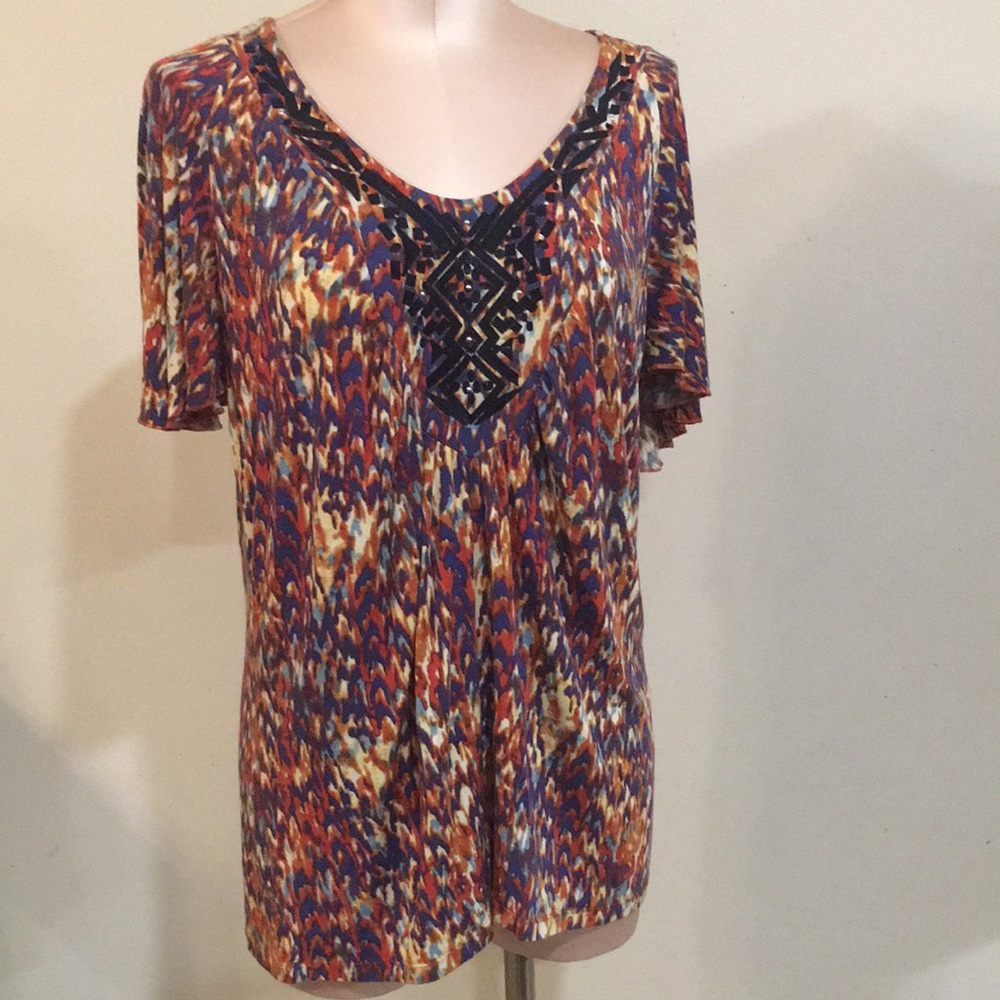 Reba Mcentire Woman’s Short sleeve Shirt Size Large Like NEW Western Accents